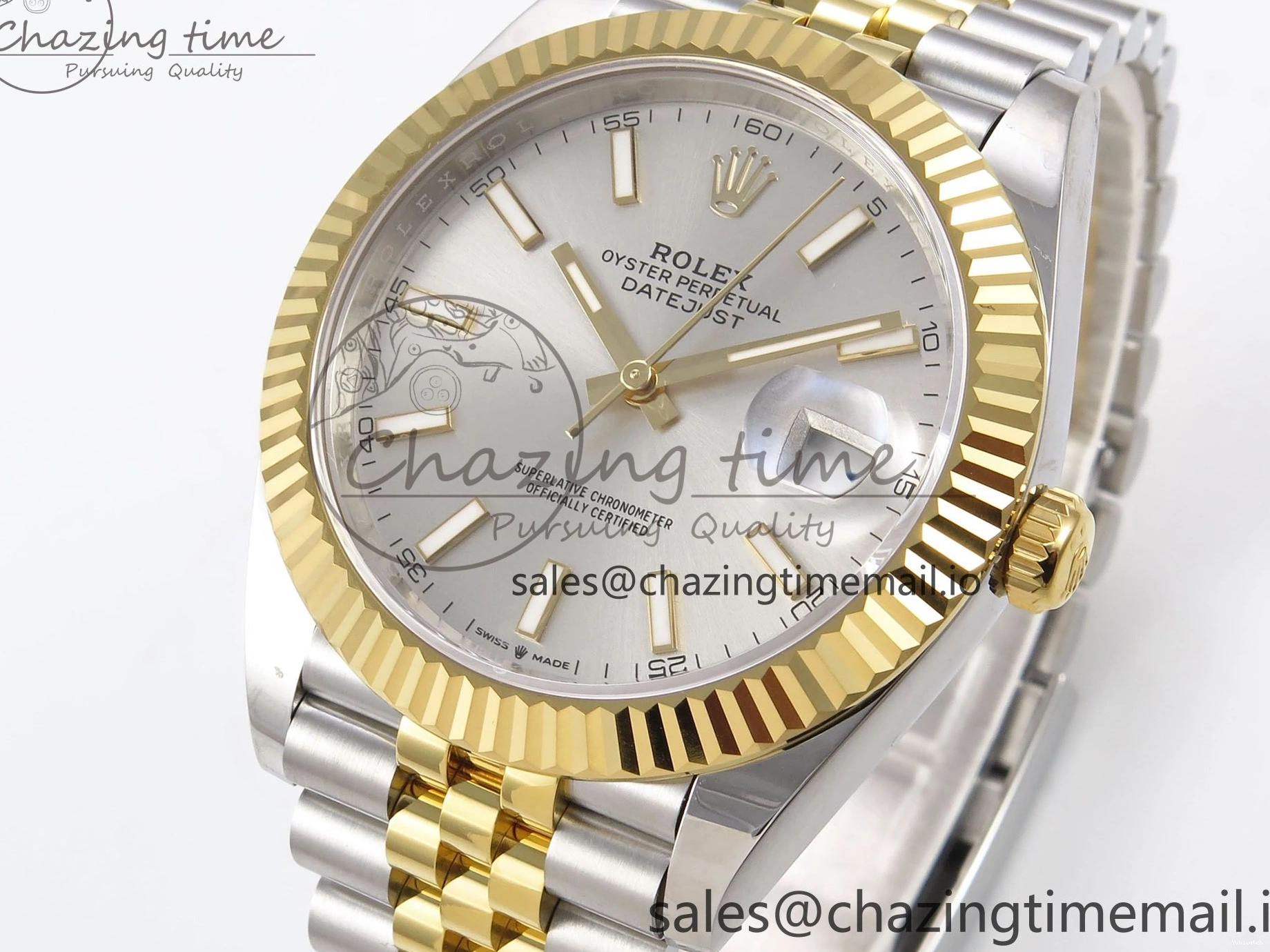 Silver 126333 Best DateJust 41 Edition A3235 SS Stick on YG EWEF Dial Jubilee Bracelet 0118